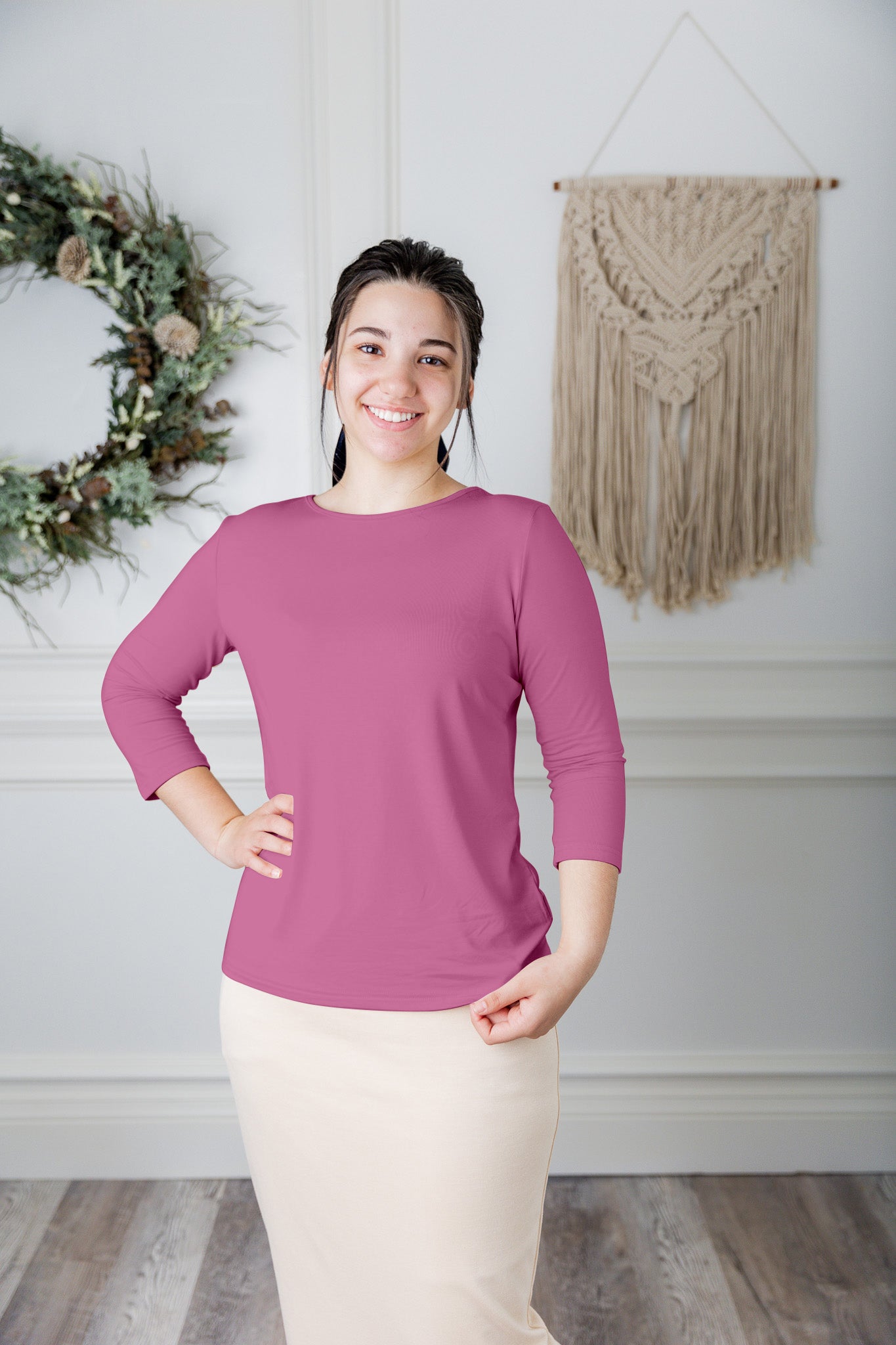 essential layering tee in solid colors, modest women's base layer by Nuggles®