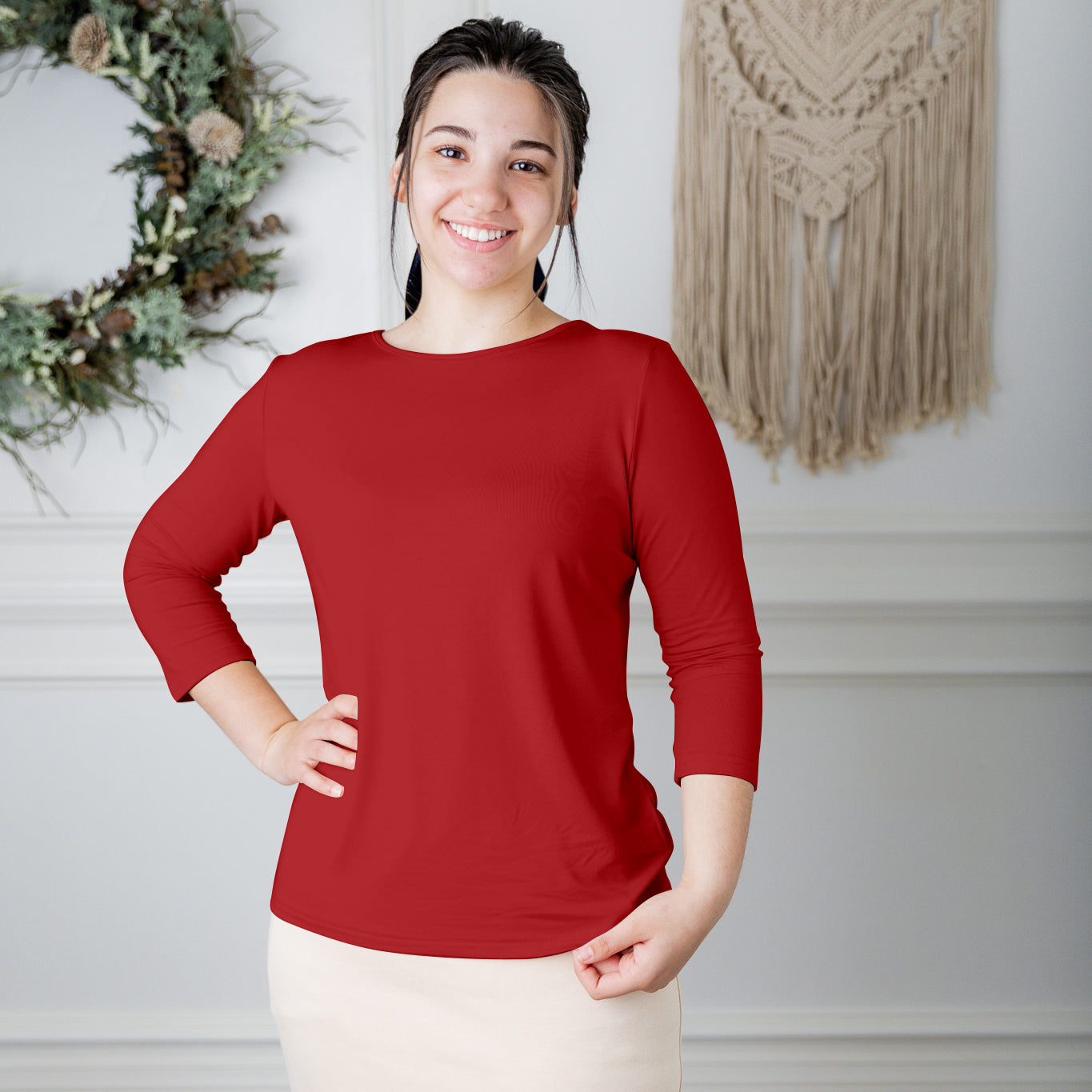 essential layering tee in solid colors, modest women's base layer by Nuggles®