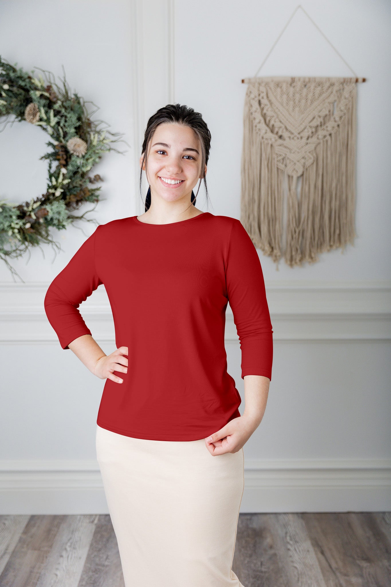 essential layering tee in solid colors, modest women's base layer by Nuggles®