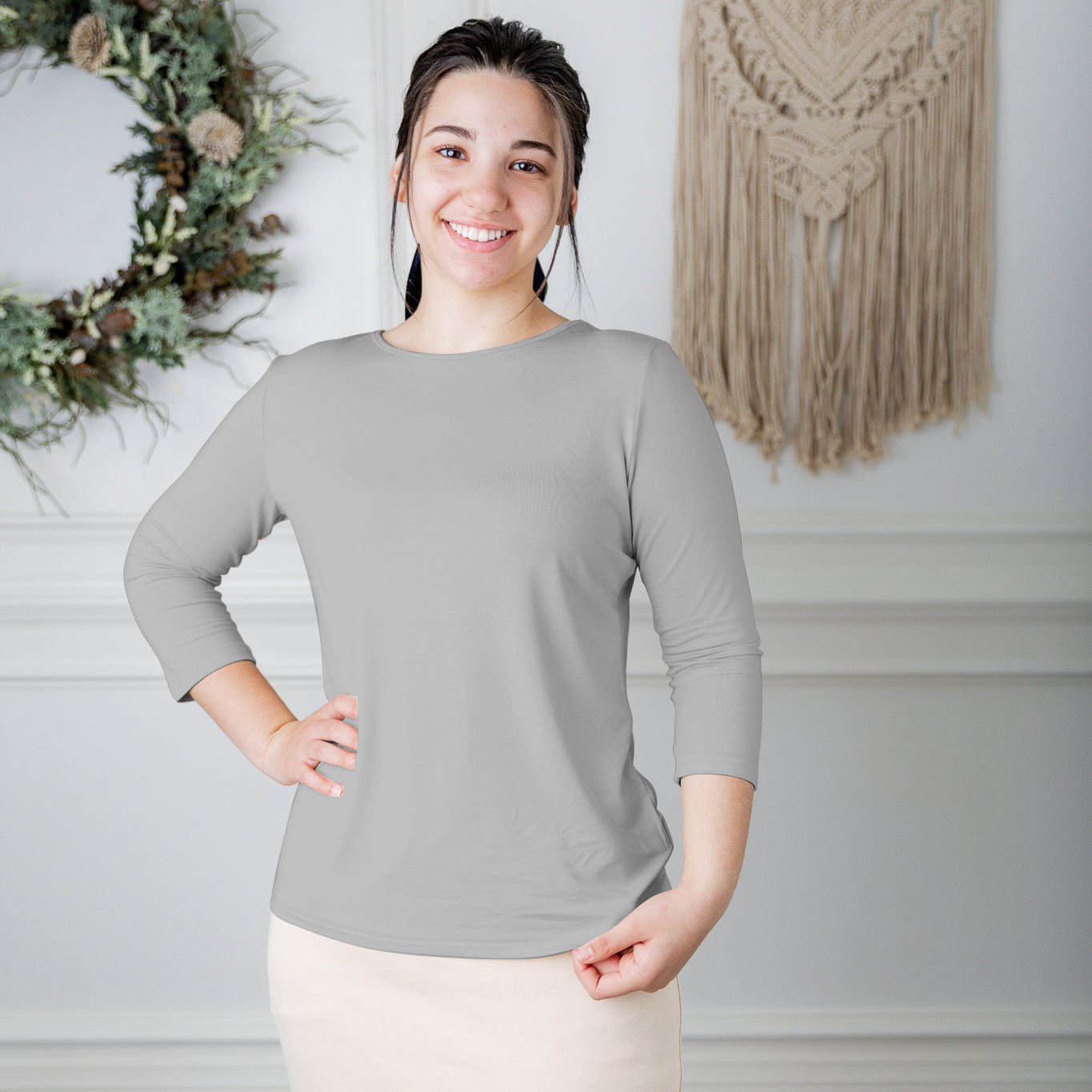 essential layering tee in solid colors, modest women's base layer by Nuggles®