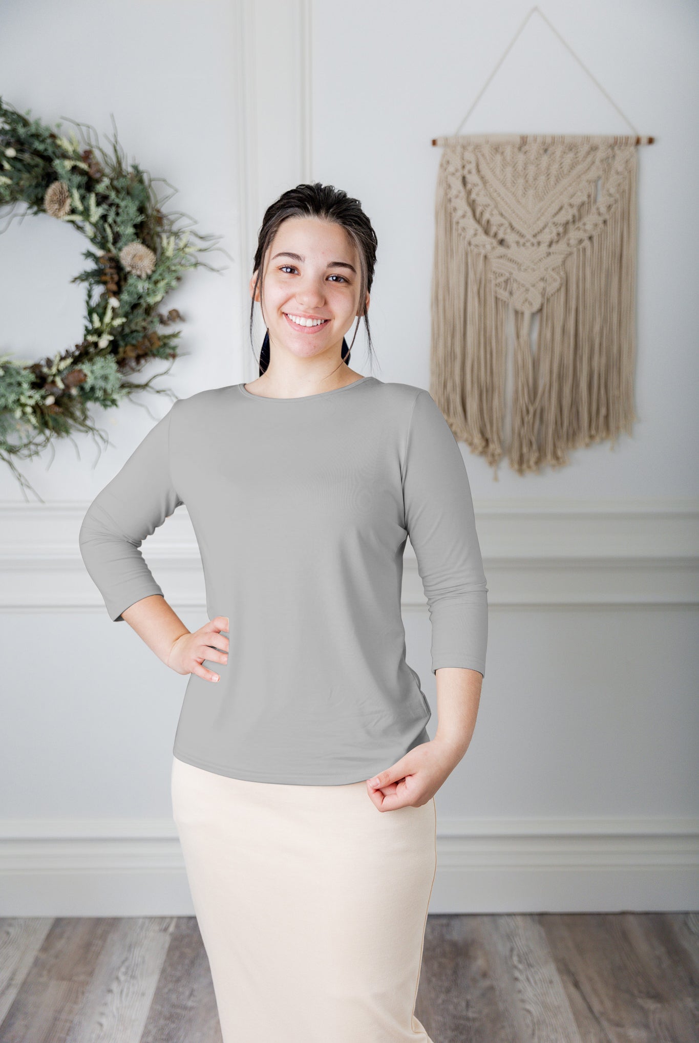essential layering tee in solid colors, modest women's base layer by Nuggles®