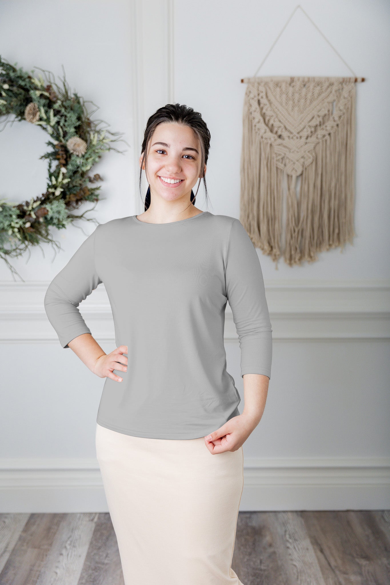 essential layering tee in solid colors, modest women's base layer by Nuggles®
