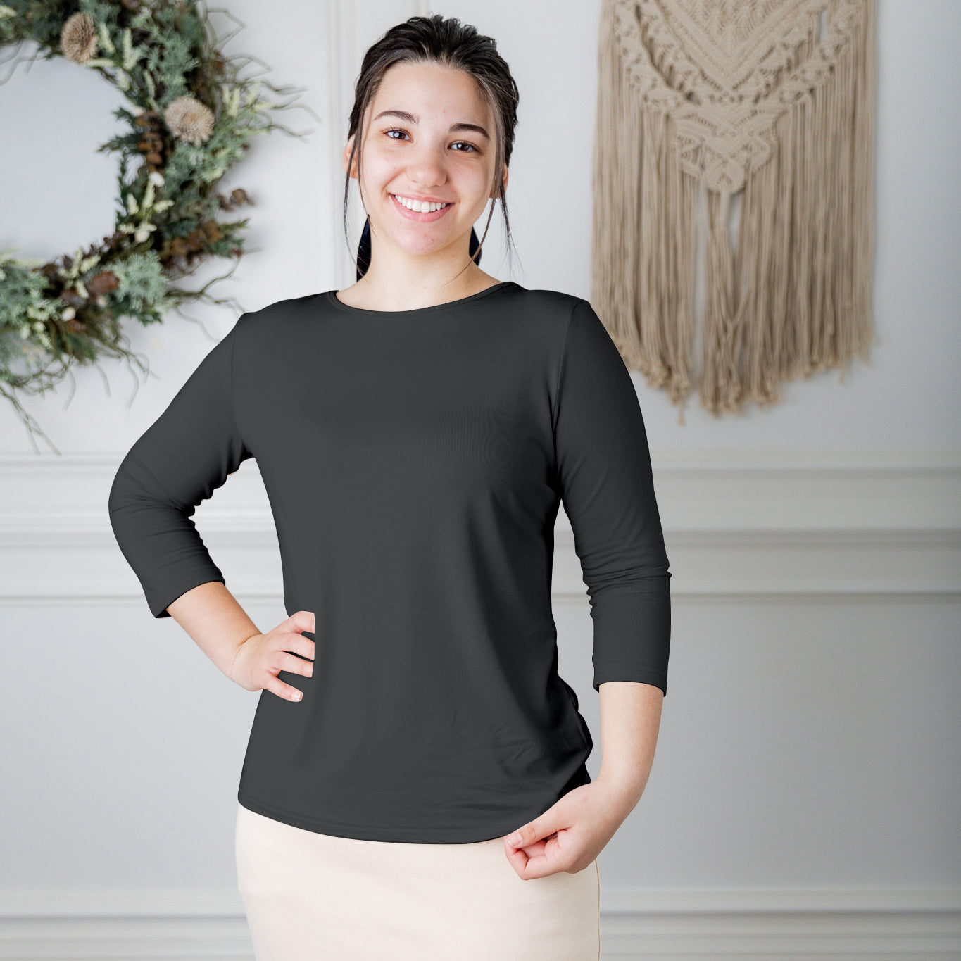essential layering tee in solid colors, modest women's base layer by Nuggles®