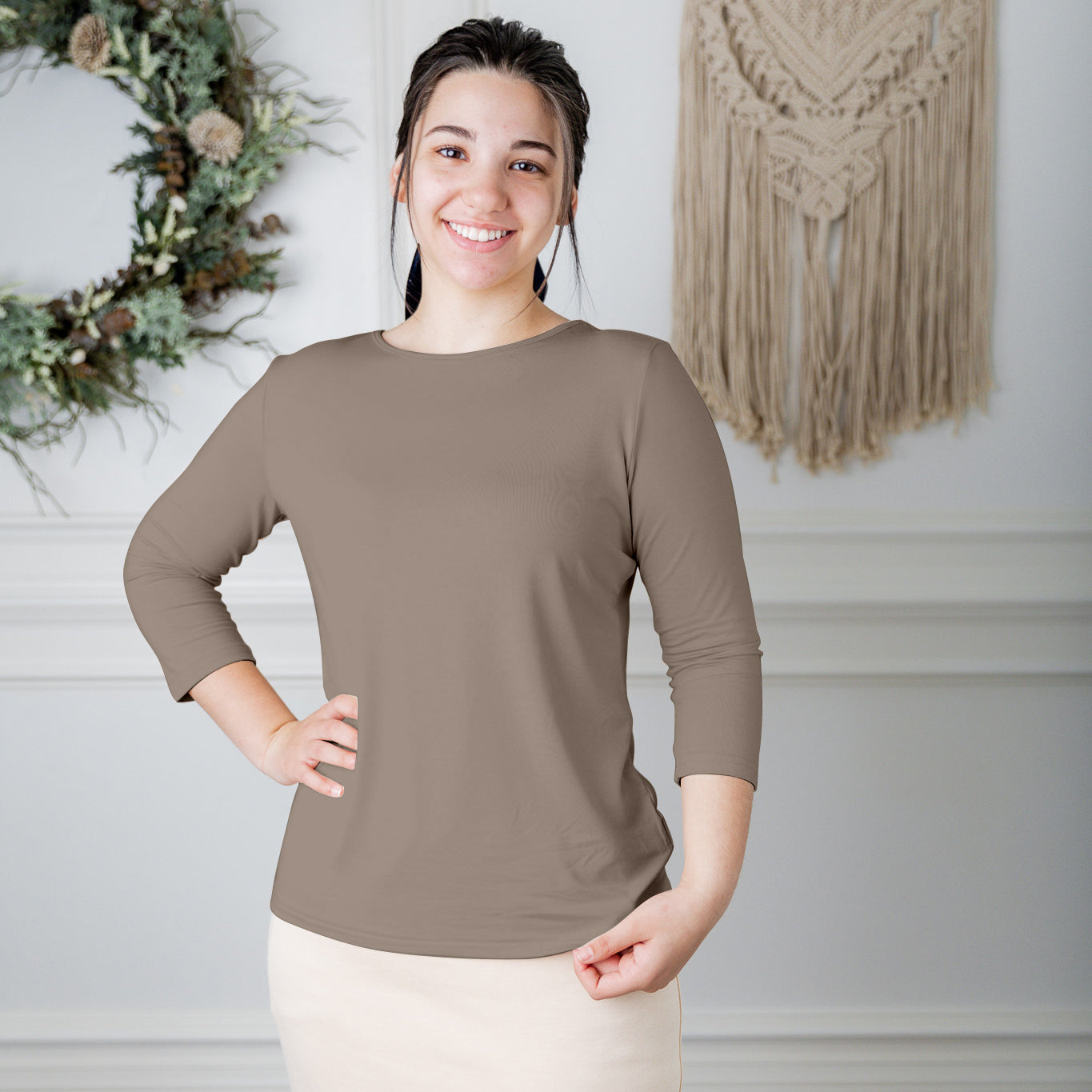 essential layering tee in solid colors, modest women's base layer by Nuggles®
