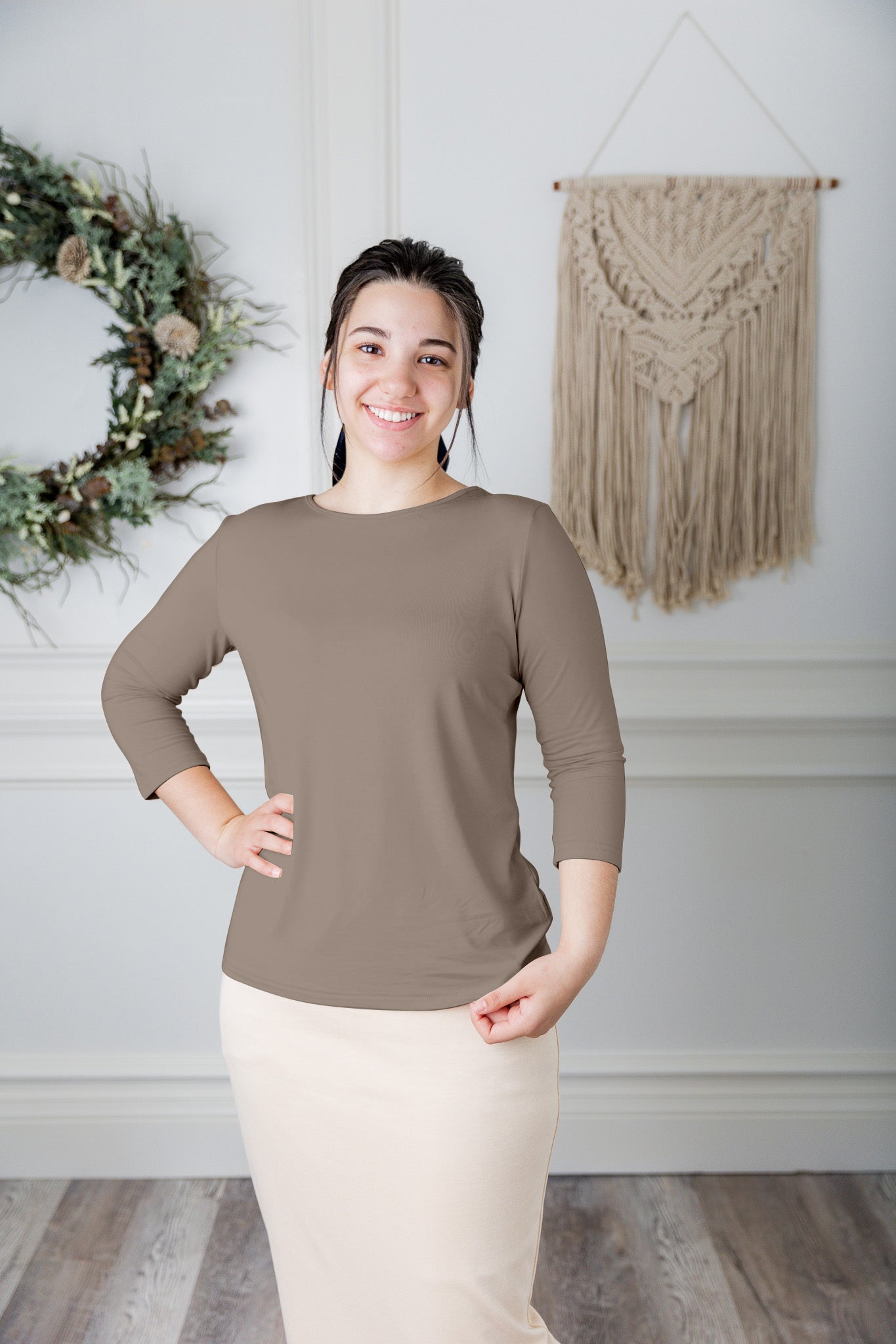 essential layering tee in solid colors, modest women's base layer by Nuggles®