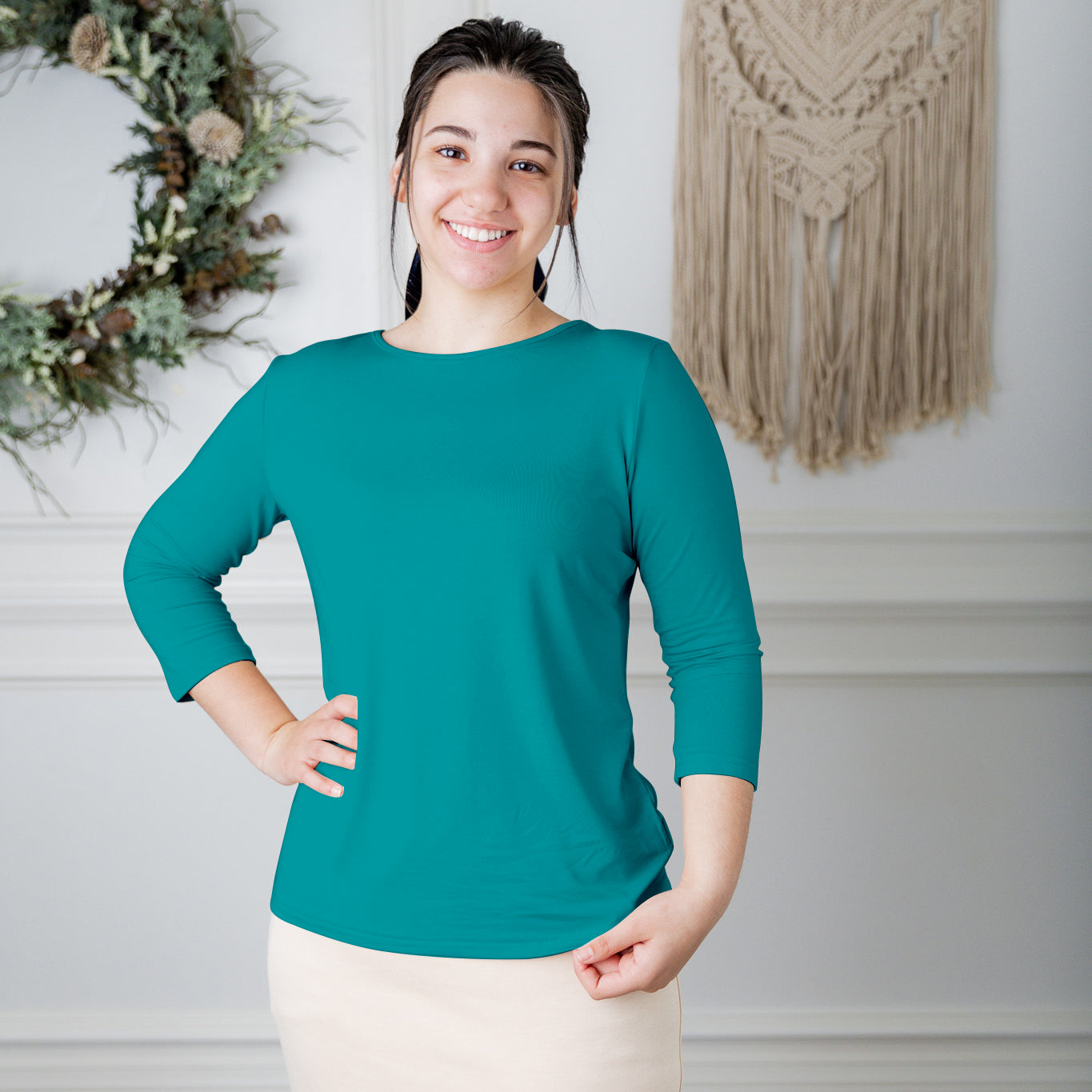 essential layering tee in solid colors, modest women's base layer by Nuggles®