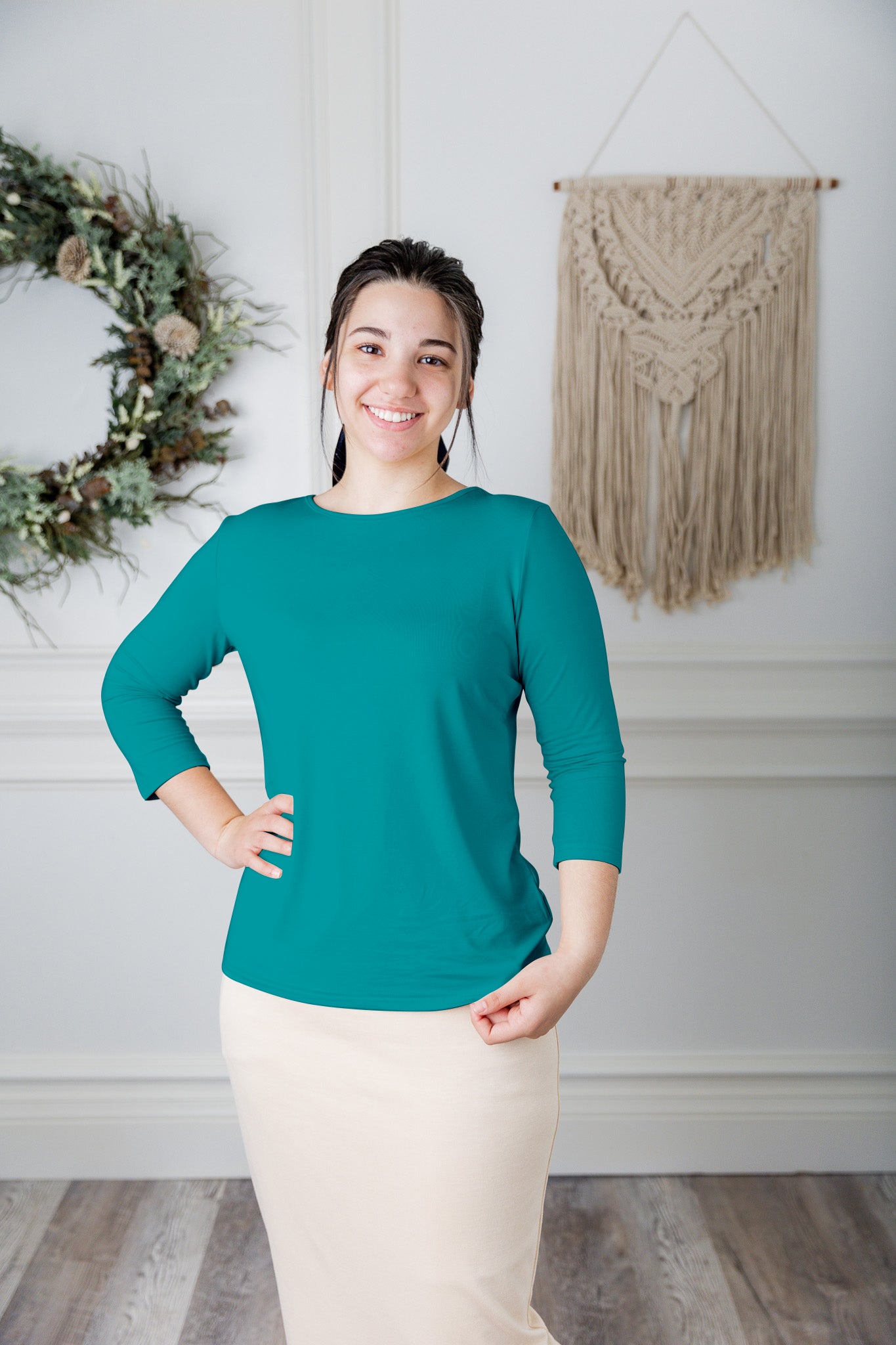 essential layering tee in solid colors, modest women's base layer by Nuggles®