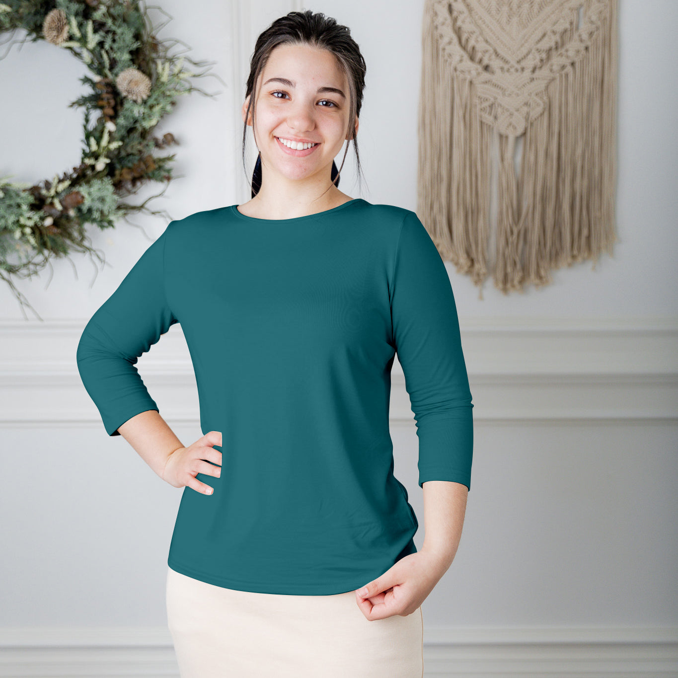 essential layering tee in solid colors, modest women's base layer by Nuggles®