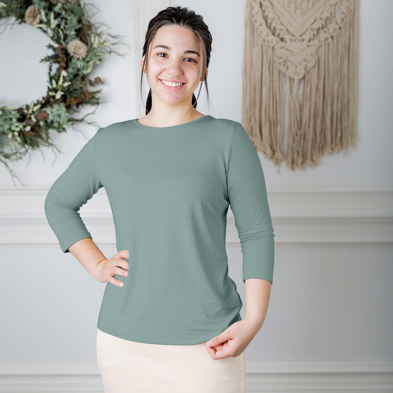 essential layering tee in solid colors, modest women's base layer by Nuggles®
