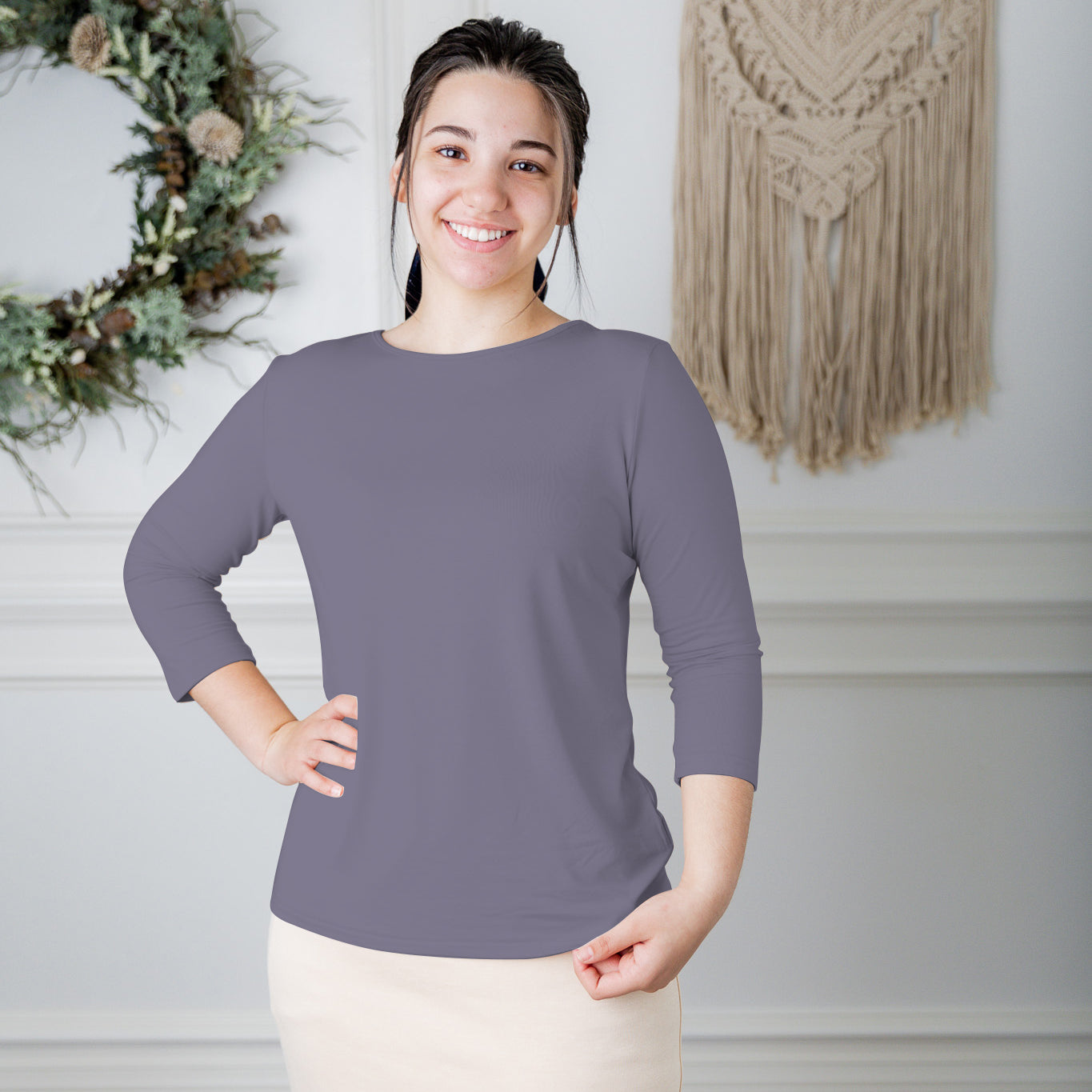 essential layering tee in solid colors, modest women's base layer by Nuggles®