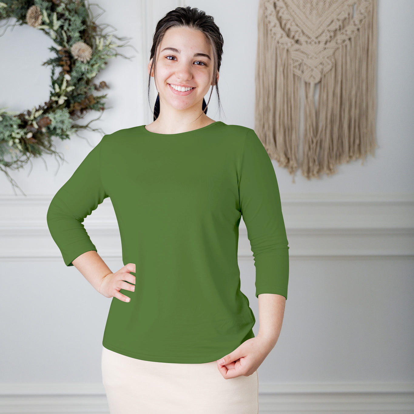 essential layering tee in solid colors, modest women's base layer by Nuggles®