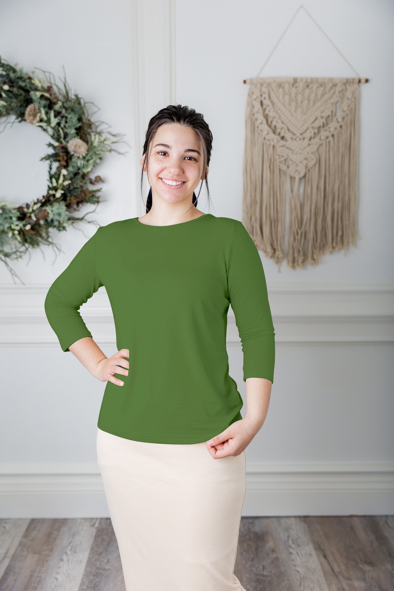 essential layering tee in solid colors, modest women's base layer by Nuggles®