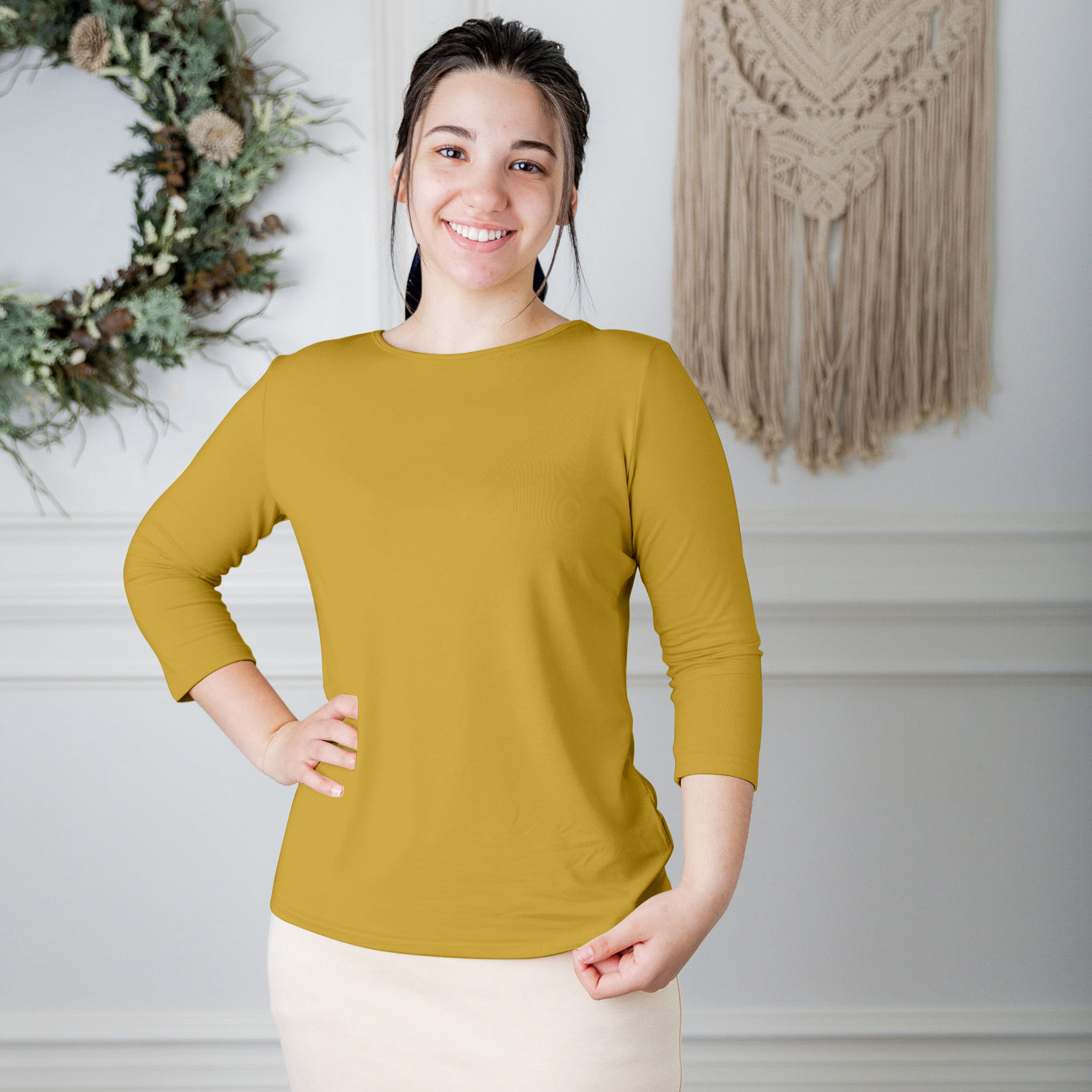 essential layering tee in solid colors, modest women's base layer by Nuggles®