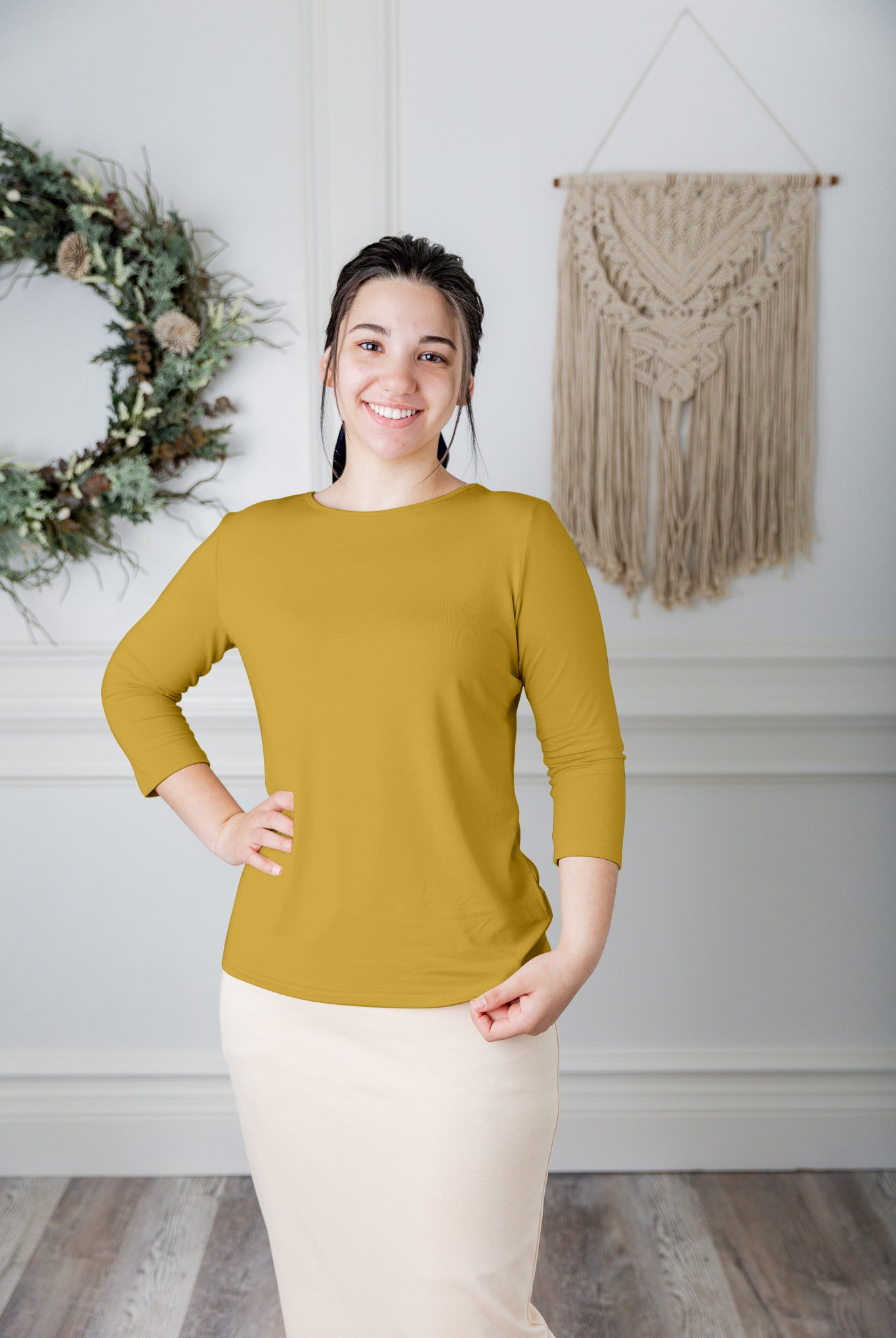 essential layering tee in solid colors, modest women's base layer by Nuggles®