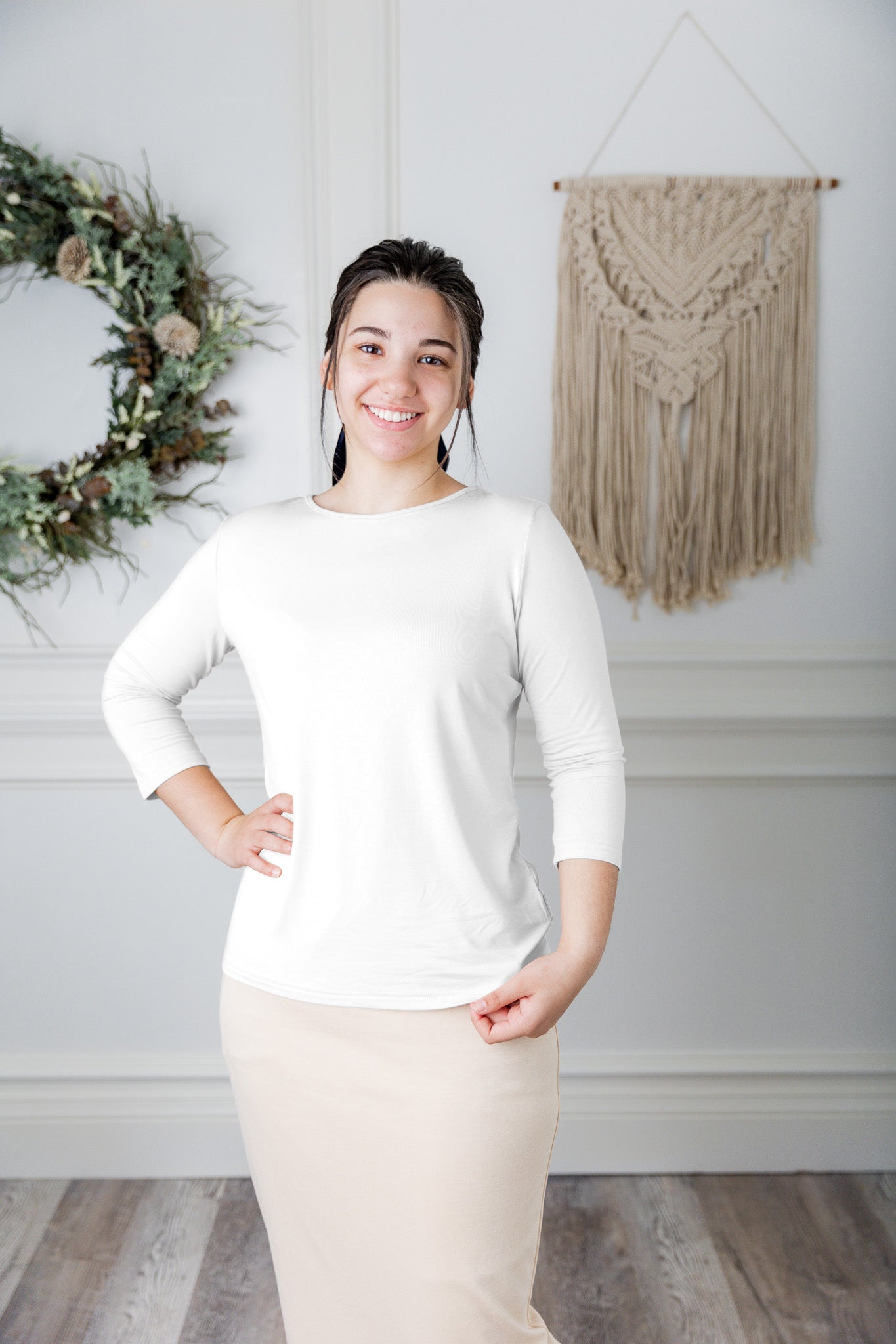 essential layering tee in solid colors, modest women's base layer by Nuggles®