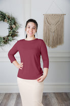 essential layering tee in solid colors, modest women's base layer by Nuggles®