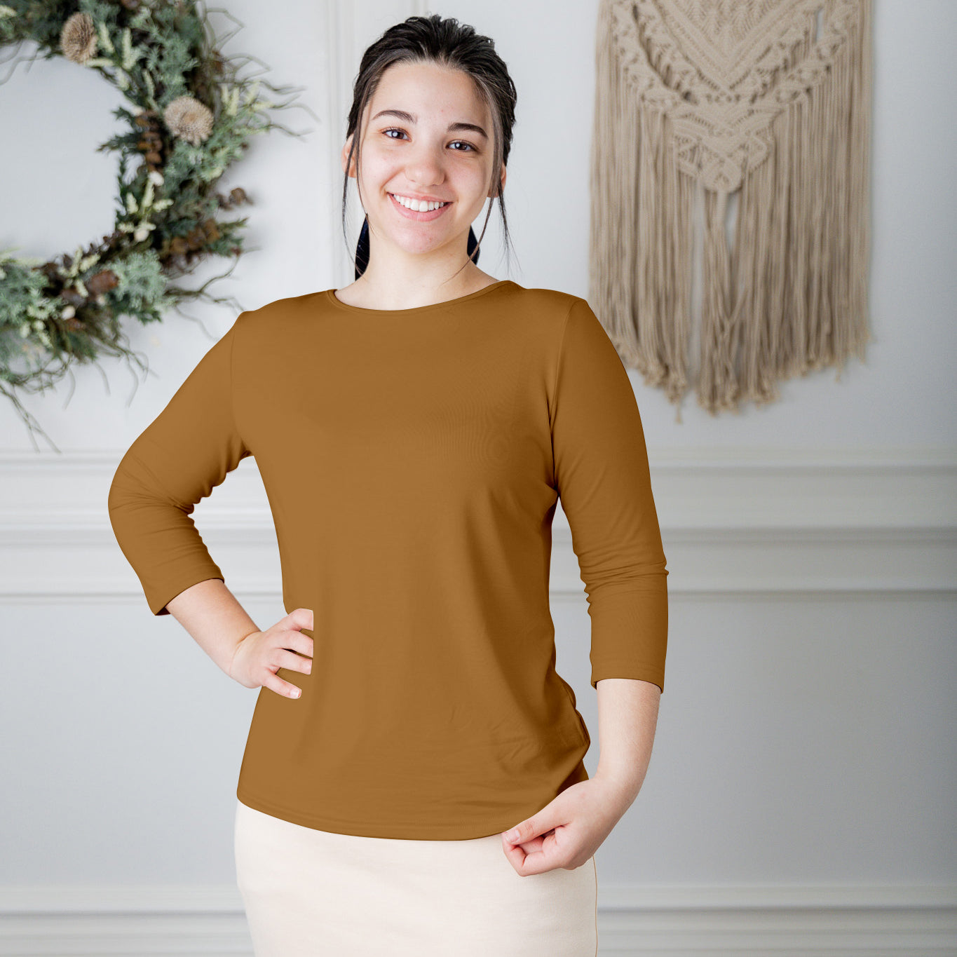 essential layering tee in solid colors, modest women's base layer by Nuggles®