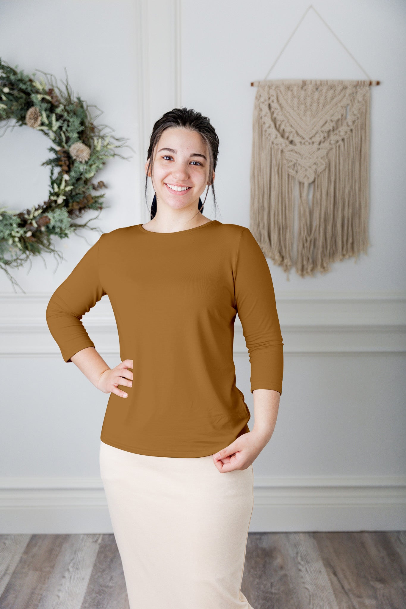 essential layering tee in solid colors, modest women's base layer by Nuggles®