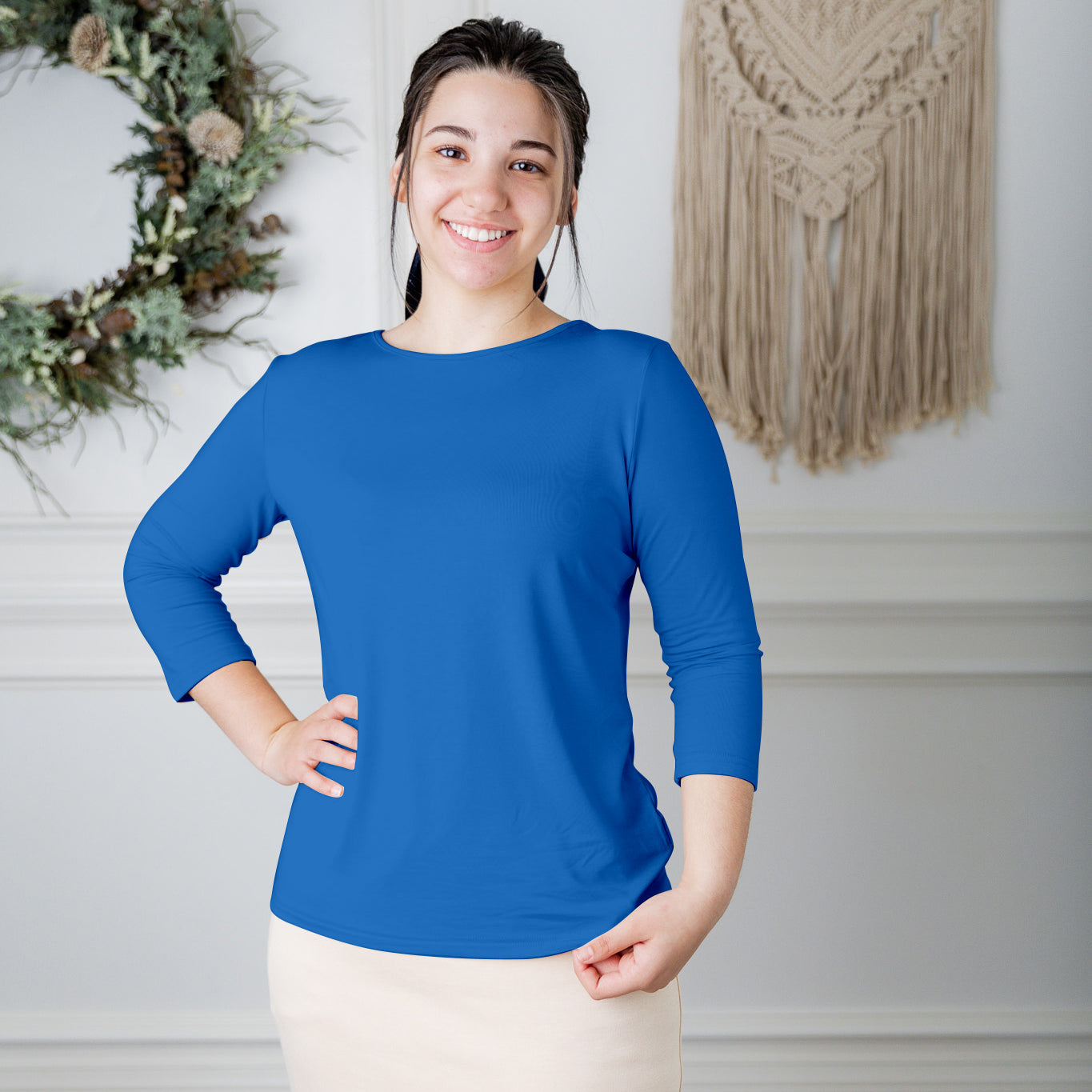 essential layering tee in solid colors, modest women's base layer by Nuggles®