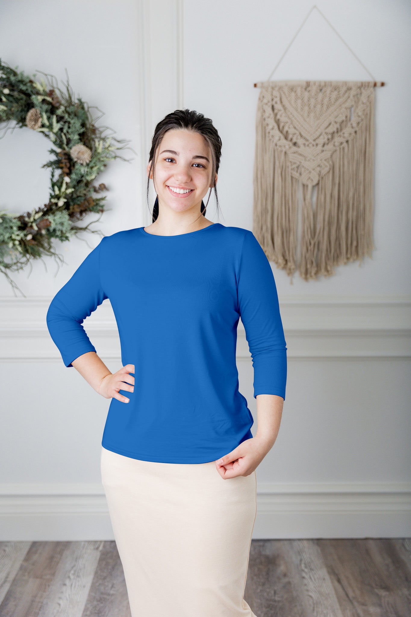 essential layering tee in solid colors, modest women's base layer by Nuggles®