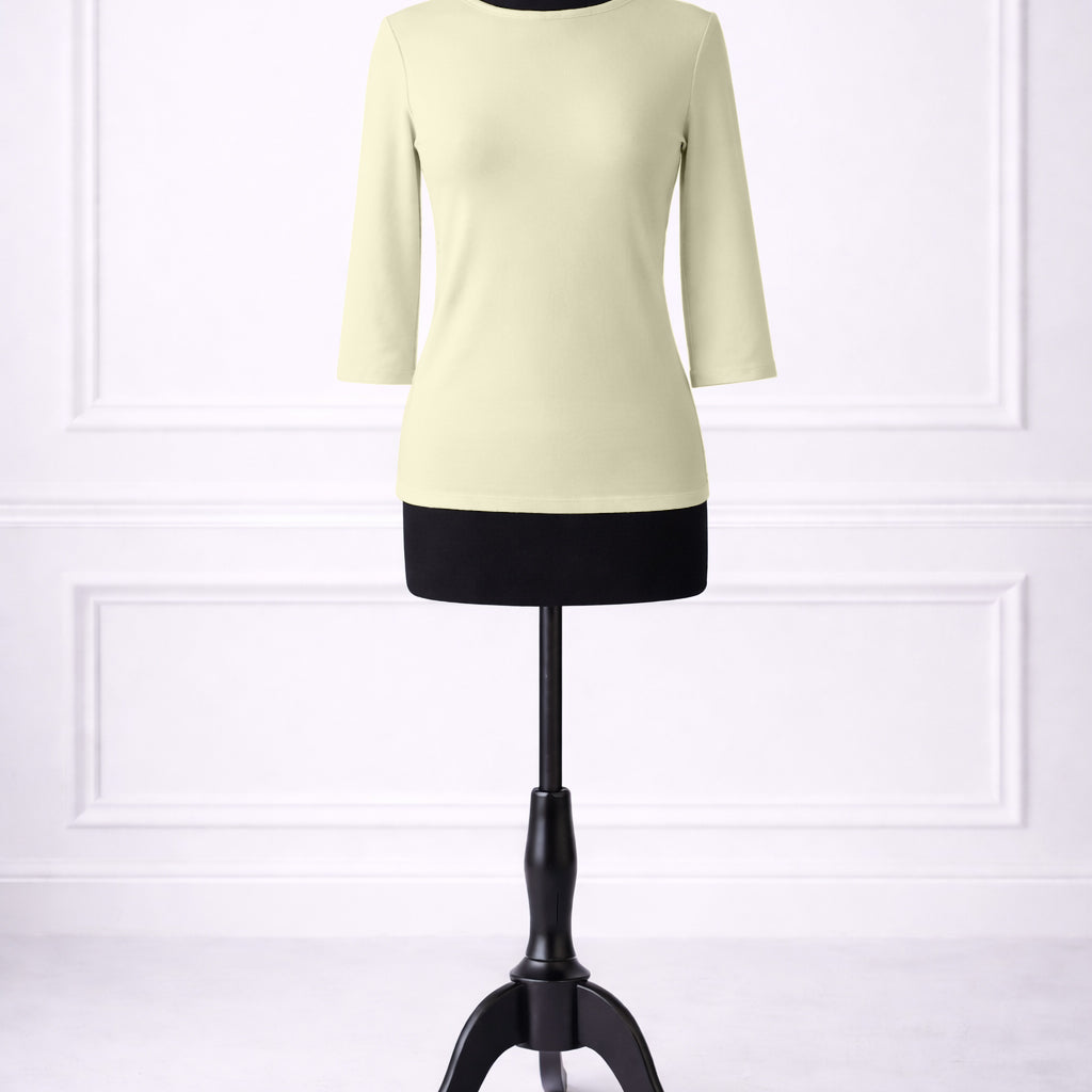 Front view of Nuggles® Essential 3/4 sleeve tee in Cream