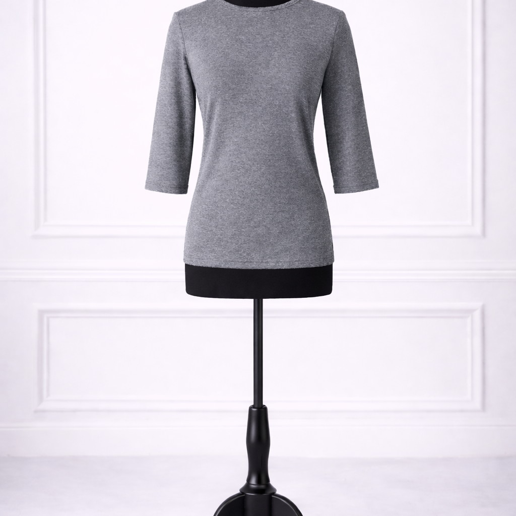 Front view of Nuggles® Essential 3/4 sleeve tee in Dark Heather