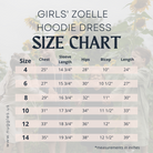 Zoelle Hoodie Dress size guide – Nuggles modest girls dress sizing.