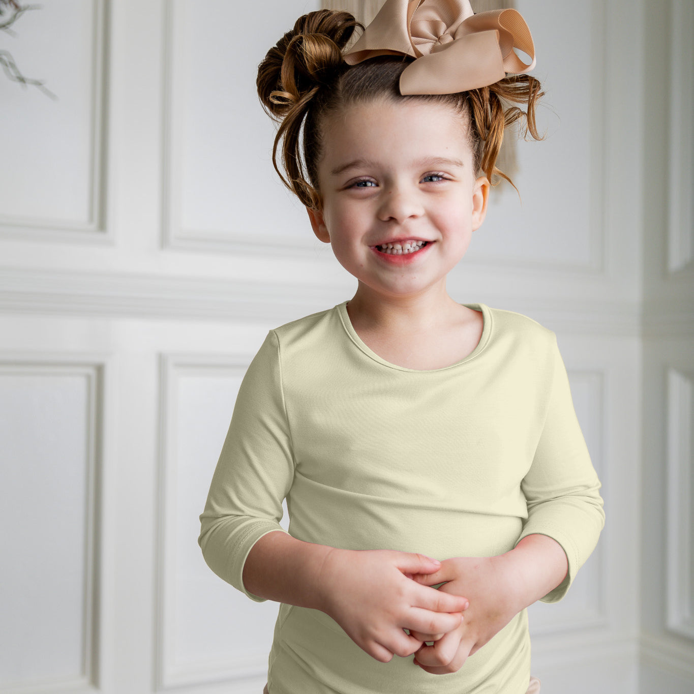Modest girls essential tee from Nuggles® – soft cotton 3/4 sleeve layering shirt for everyday comfort and coverage
