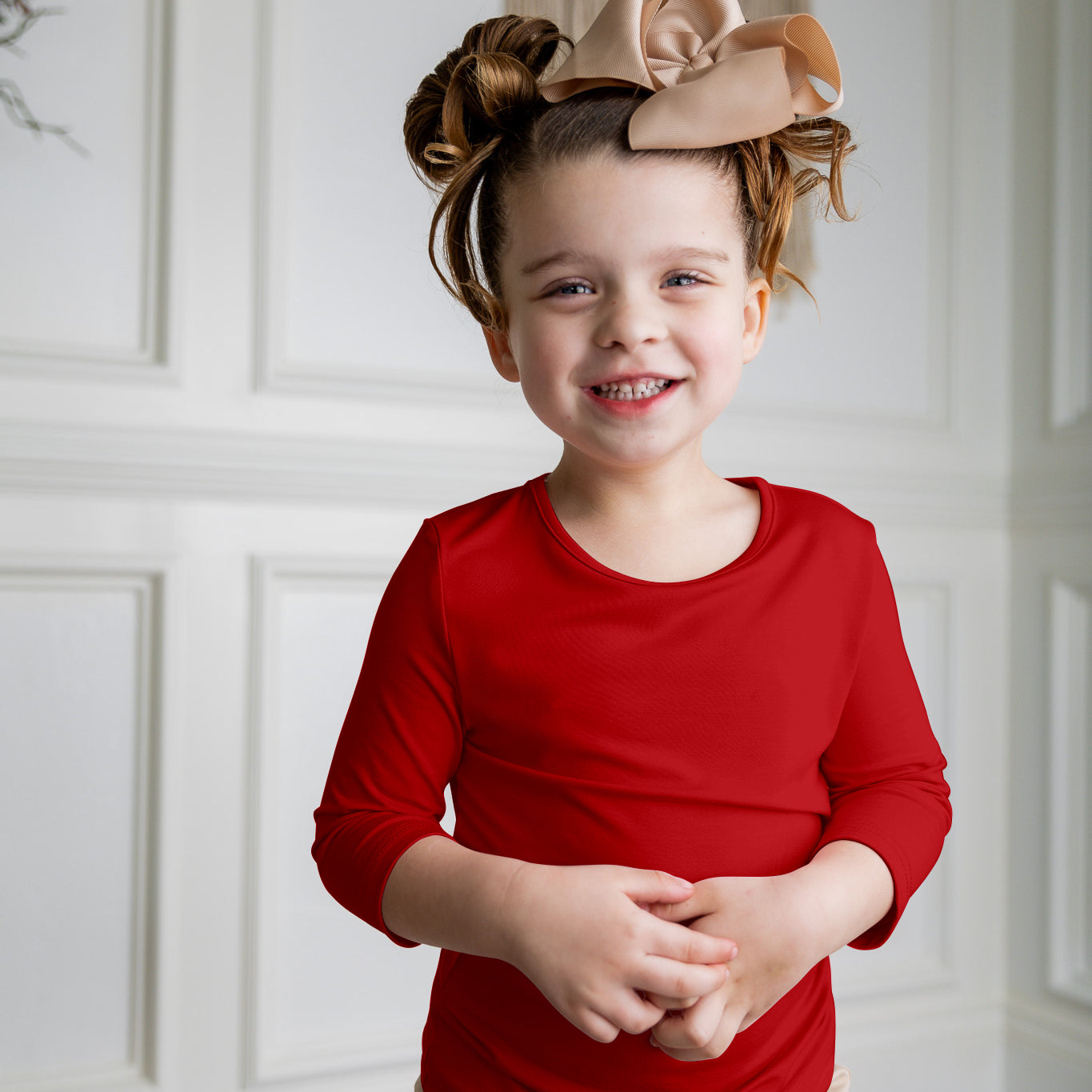 Modest girls essential tee from Nuggles® – soft cotton 3/4 sleeve layering shirt for everyday comfort and coverage