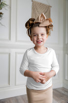 Modest girls essential tee from Nuggles® – soft cotton 3/4 sleeve layering shirt for everyday comfort and coverage