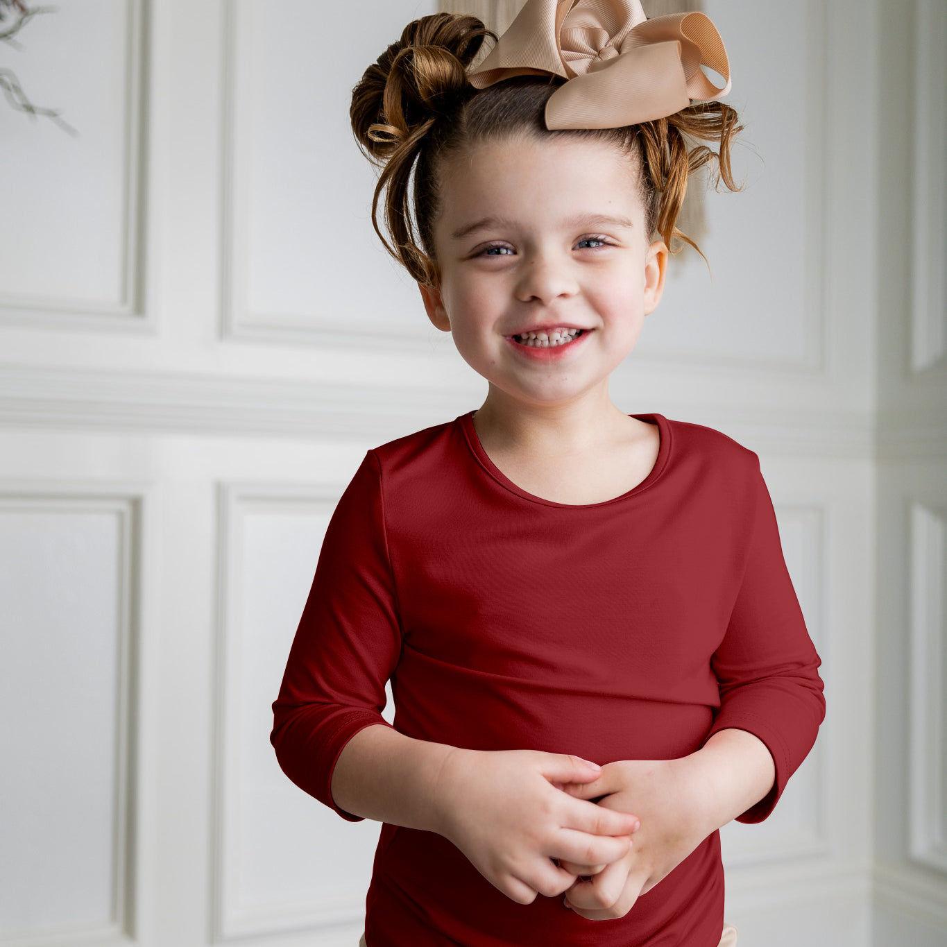 Modest girls essential tee from Nuggles® – soft cotton 3/4 sleeve layering shirt for everyday comfort and coverage