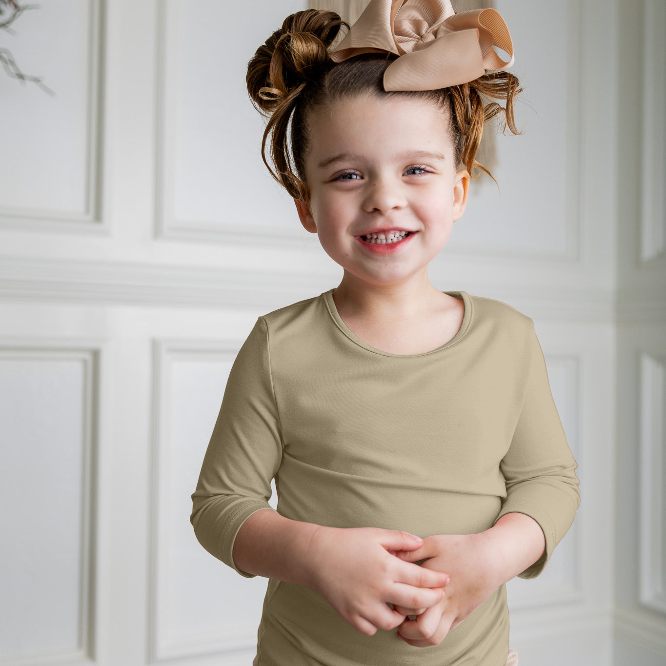Modest girls essential tee from Nuggles® – soft cotton 3/4 sleeve layering shirt for everyday comfort and coverage