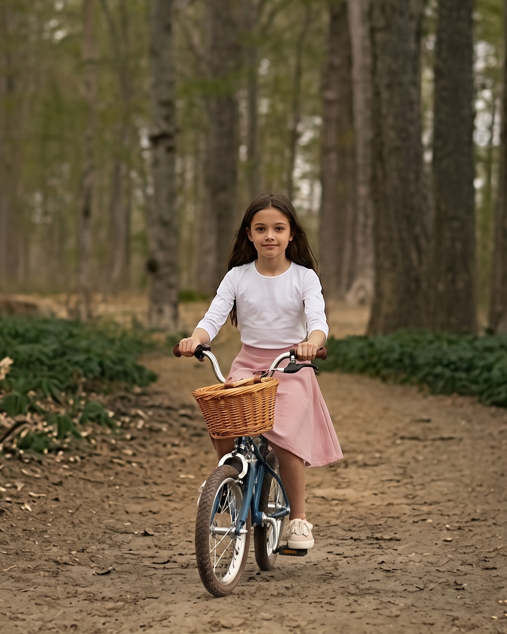 Model wearing Nuggles® Girl's Athleisure Skirt in Dusty Pink