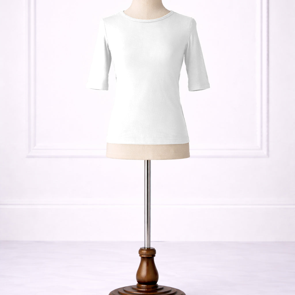 Front view of Nuggles® Girls Essential 3/4 sleeve tee in White