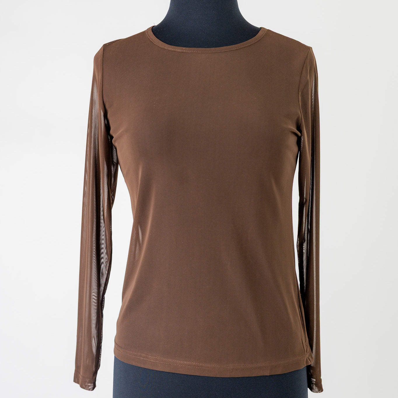 Mesh layering top for girls and women by Nuggles®, modest long sleeve underlayer.