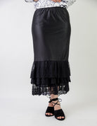 Nuggles® Lace Layering Slip with triple lace ruffle hem – modest slip for women