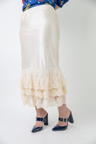 Nuggles® Lace Layering Slip with triple lace ruffle hem – modest slip for women