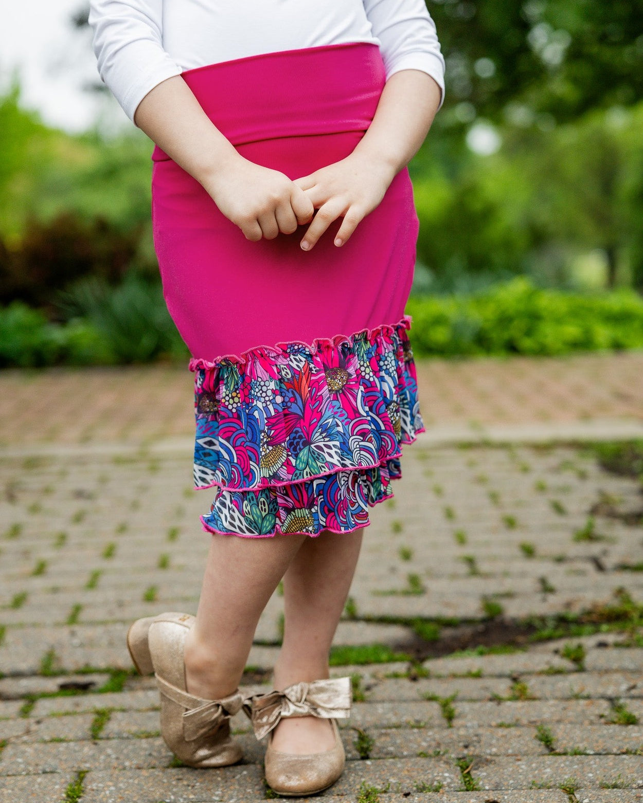 Girls' Erin Ruffle Slip in Floral Feathers - Final Sale nuggles-clothing