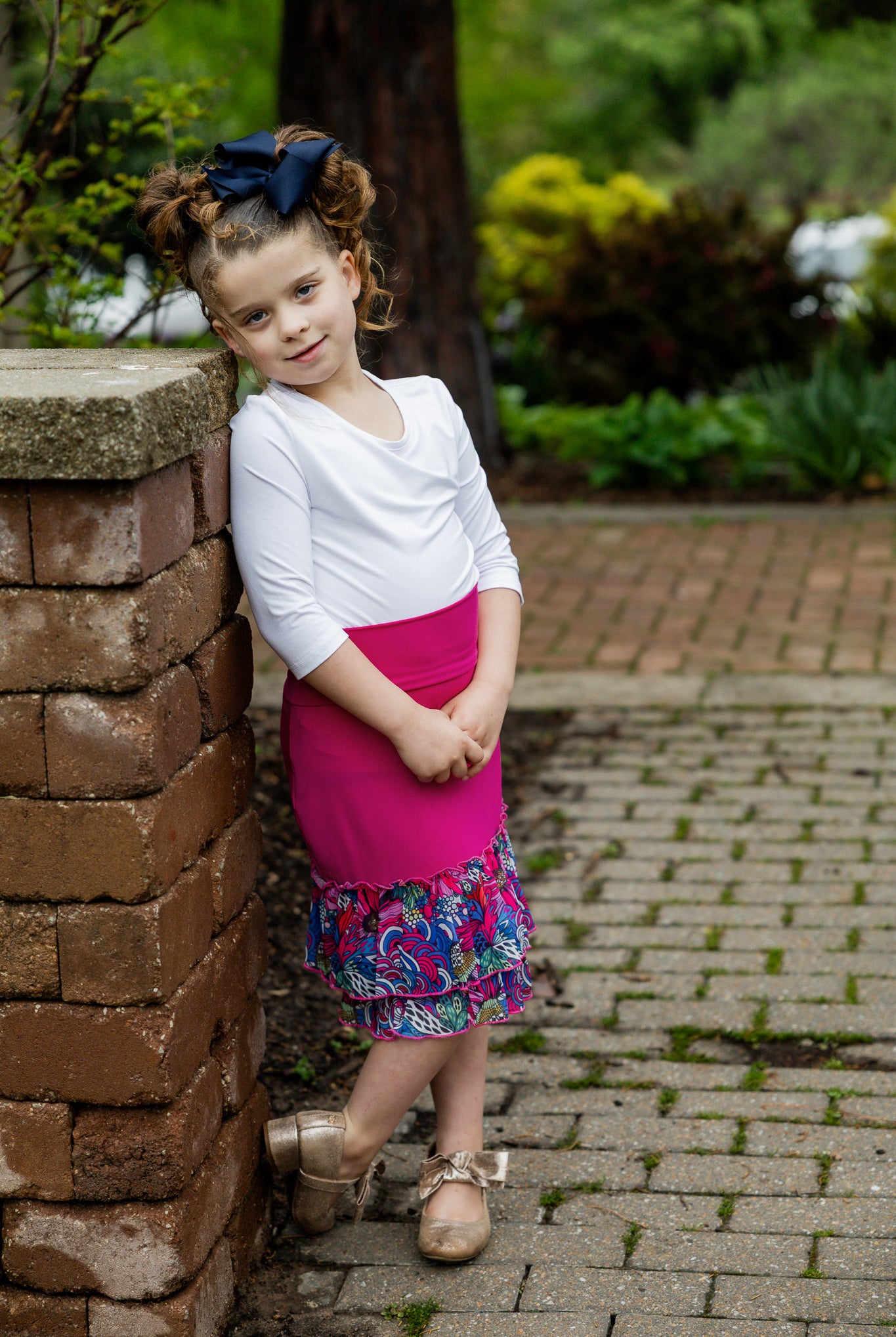 Modest girls’ ruffle slip with wide no-elastic waistband, perfect for layering under dresses and skirts.
