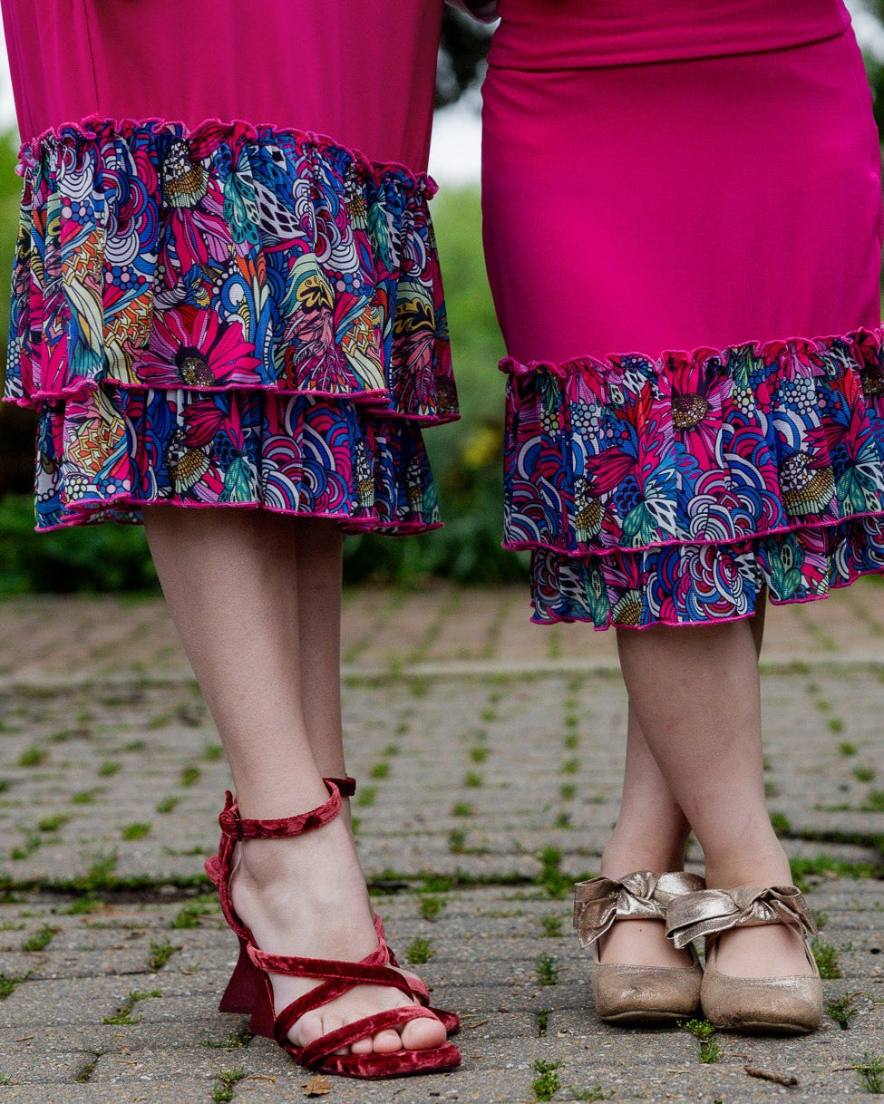 Girls' Erin Ruffle Slip in Floral Feathers - Final Sale nuggles-clothing
