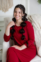 Model wearing  Nuggles® Original Style Midi Layering Dress in soft cotton knit