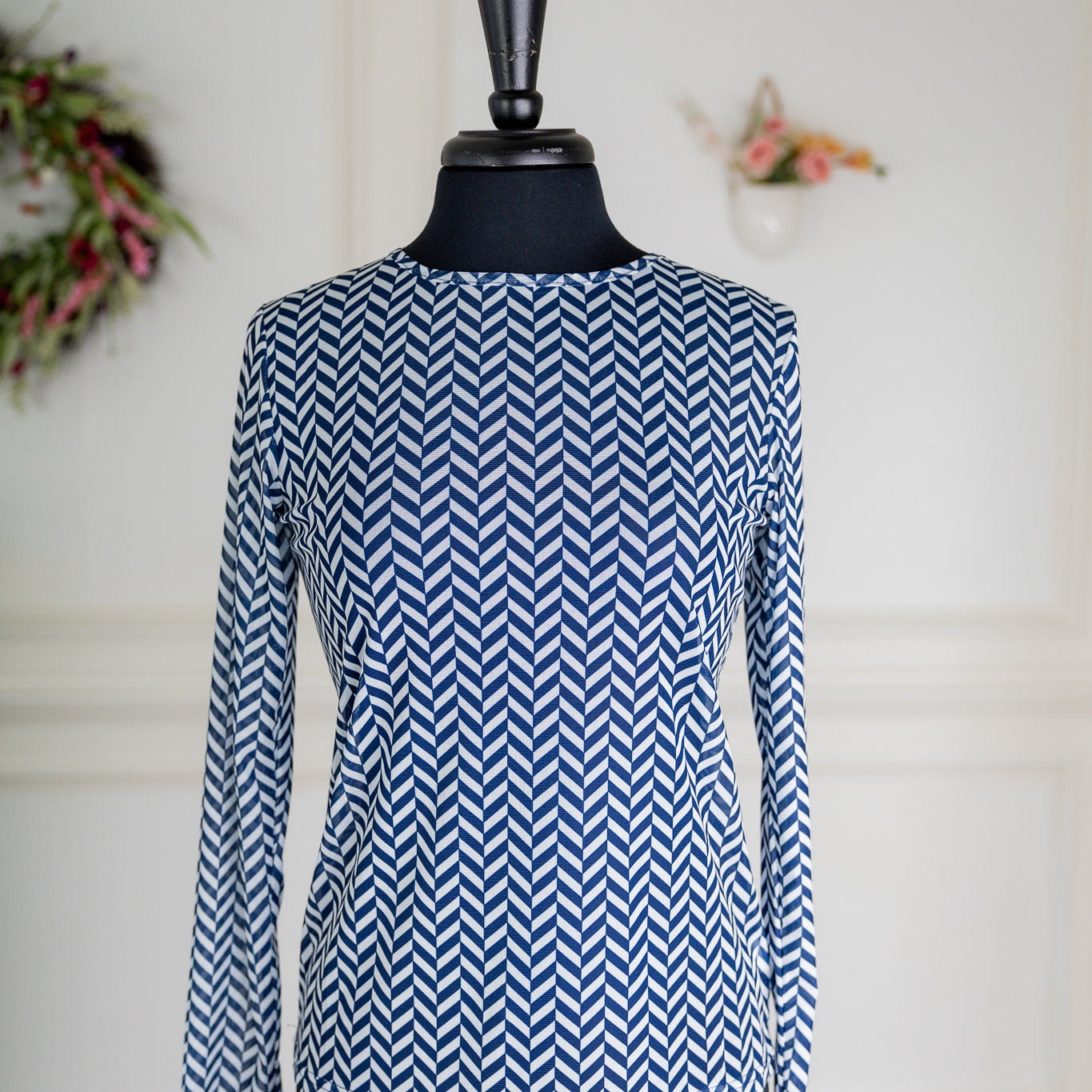 Women's long sleeve mesh layering top – modest, unlined, fitted top for stylish layering outfits