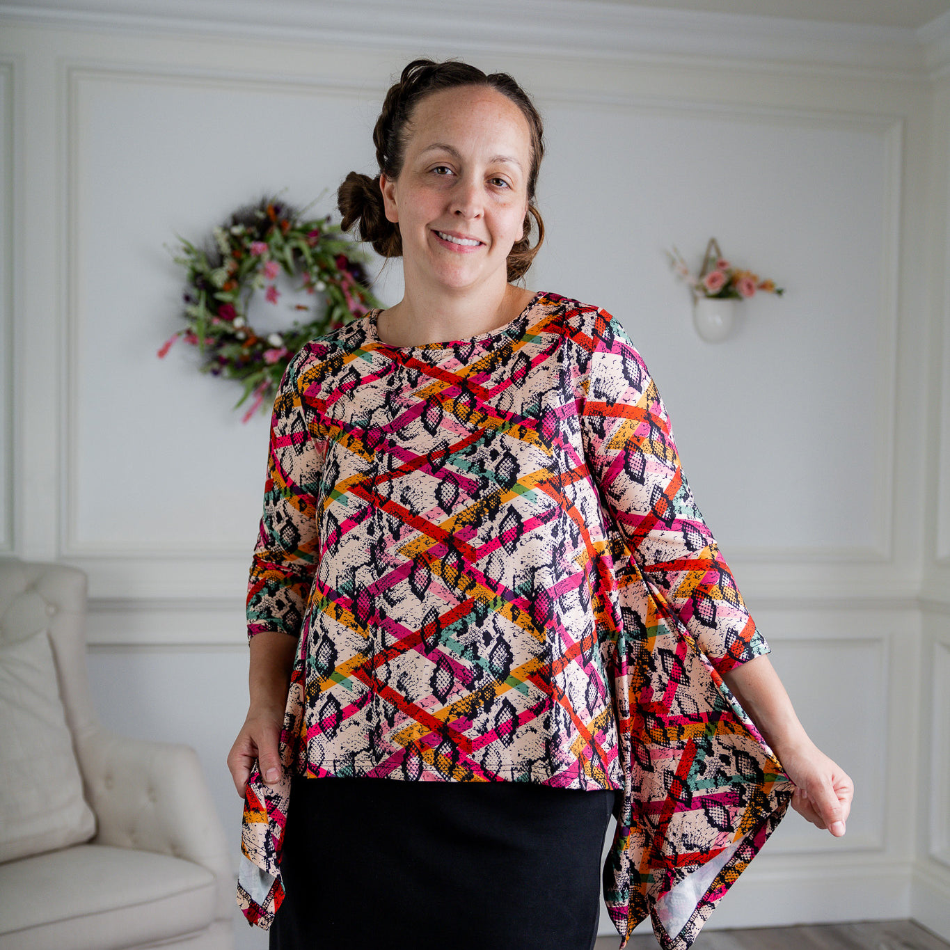 Norie Top by Nuggles® – modest women’s top with 3/4 sleeves and relaxed fit.