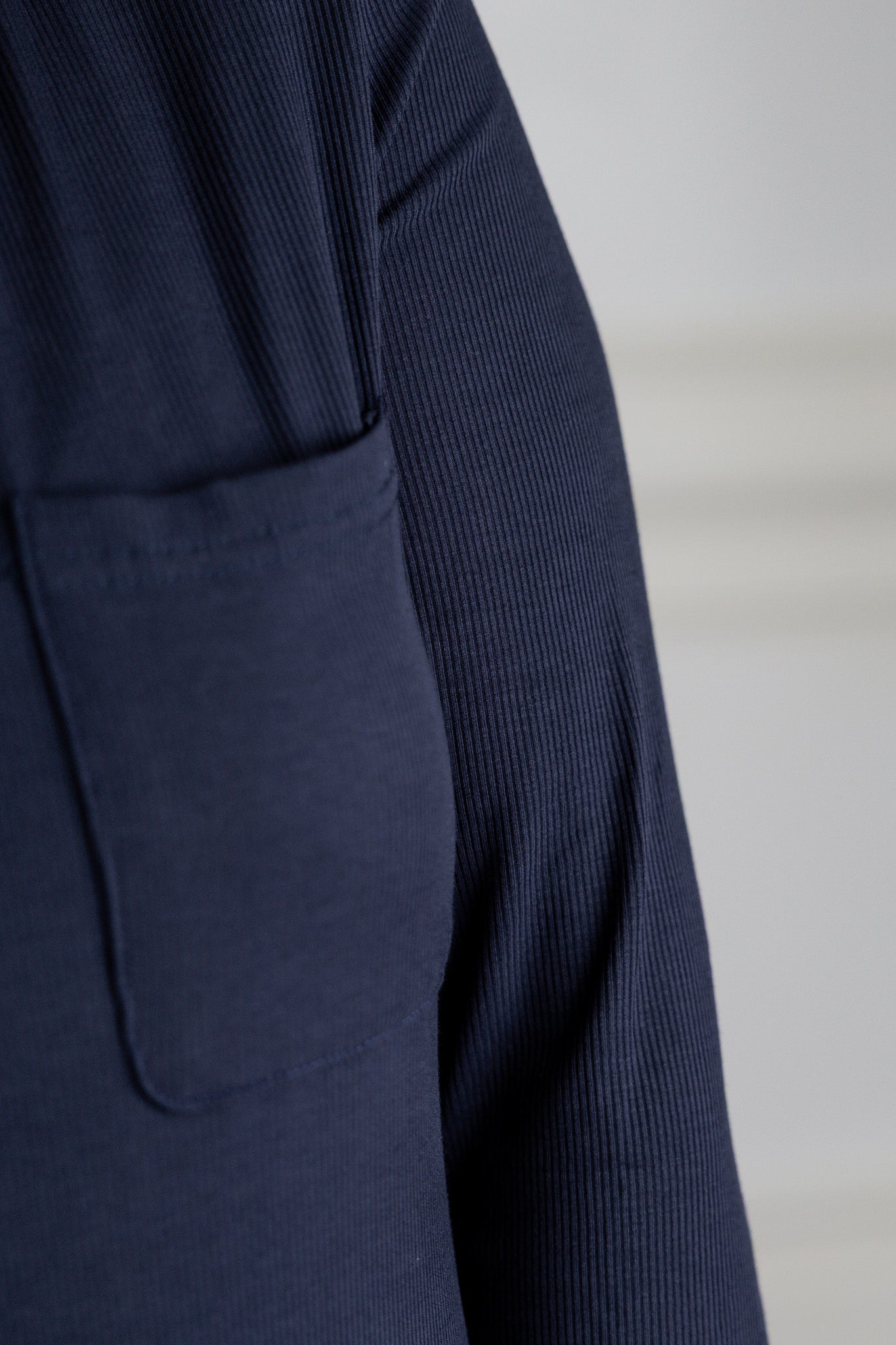 Nuggles® Allie Dress – Modest ribbed knit T-shirt dress with 3/4 sleeves and front pocket.