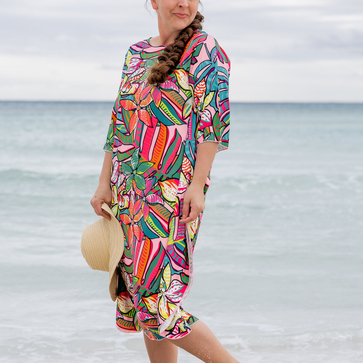 colorful beach dress Cabana Life - Sunset Oasis Flowy Cinch Waist Dress
