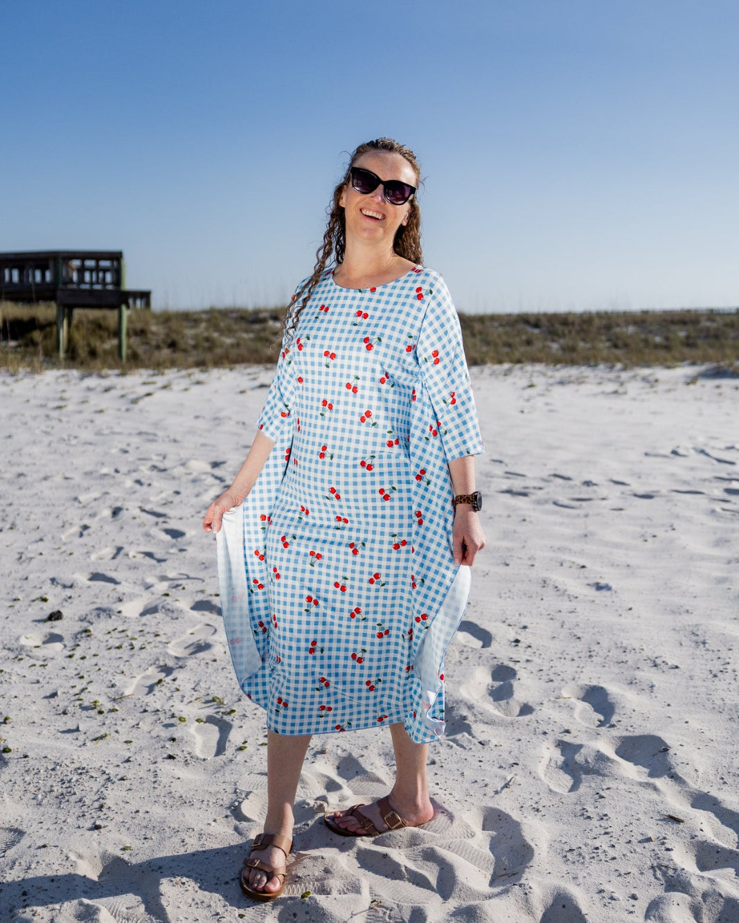 Carlie Swim Dress in Sweet Cheery Check nuggles-clothing