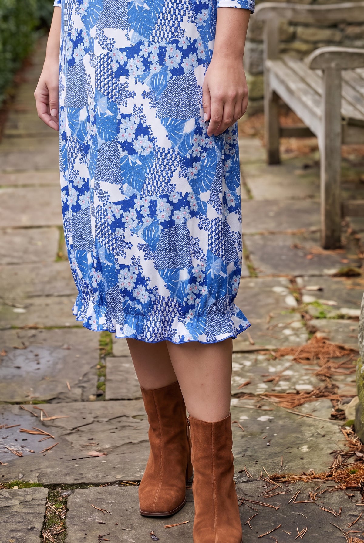 Model wearing Nuggles® Bristol Dress in Indigo