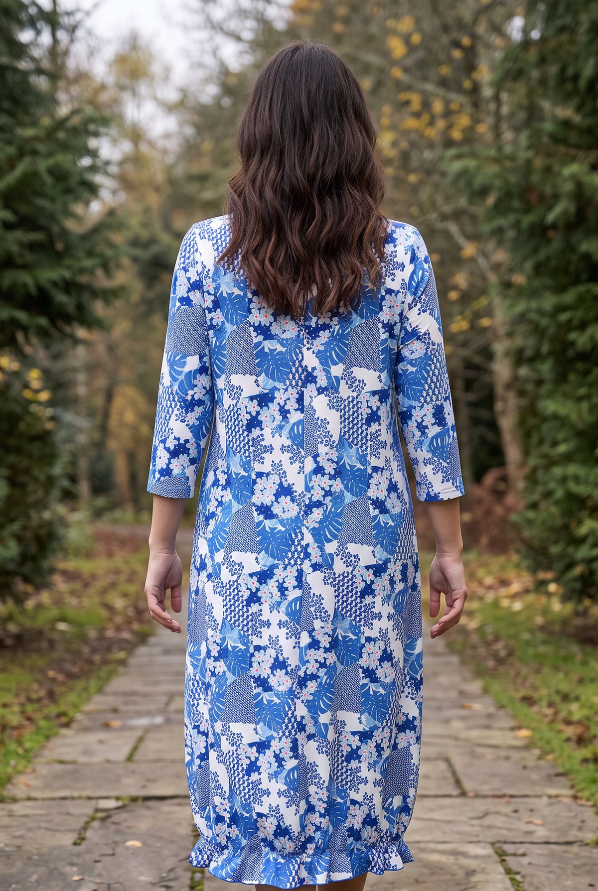 Model wearing Nuggles® Bristol Dress in Indigo