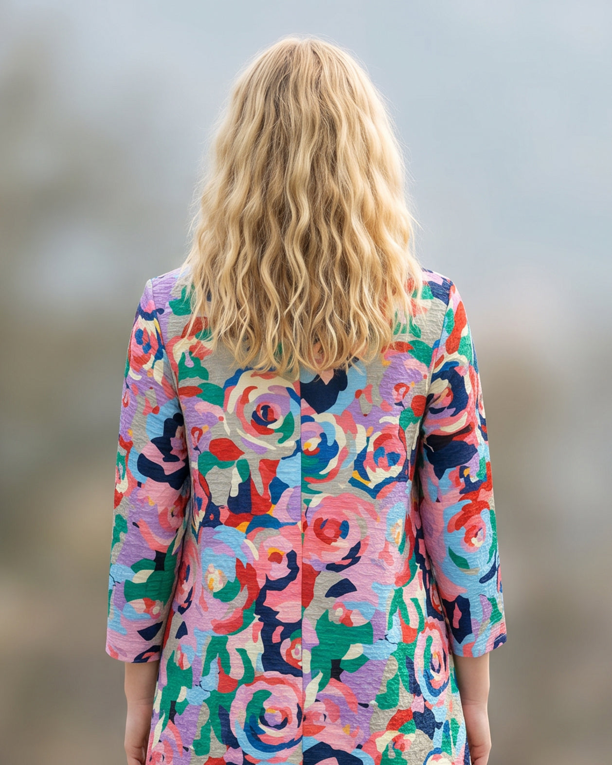 Nuggles Eleanor Top in Jelly Pop, breathable textured modest everyday top in cheerful pink pattern
