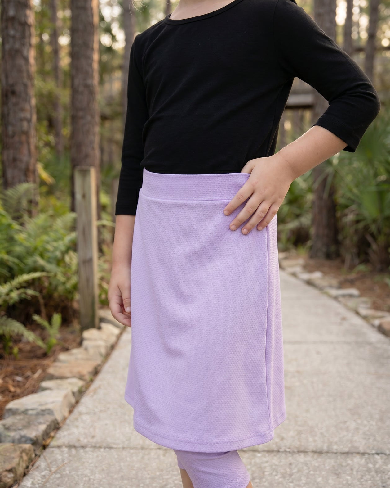 Girls' Modest All-Sport Skirt in Lavender, detail (view 5)
